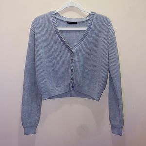 Cropped knit sweater blue